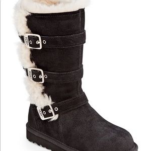Girls Black Buckle UGG Boots